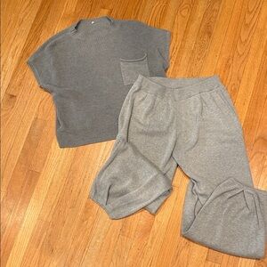 Gray Knit Top and Pants Set